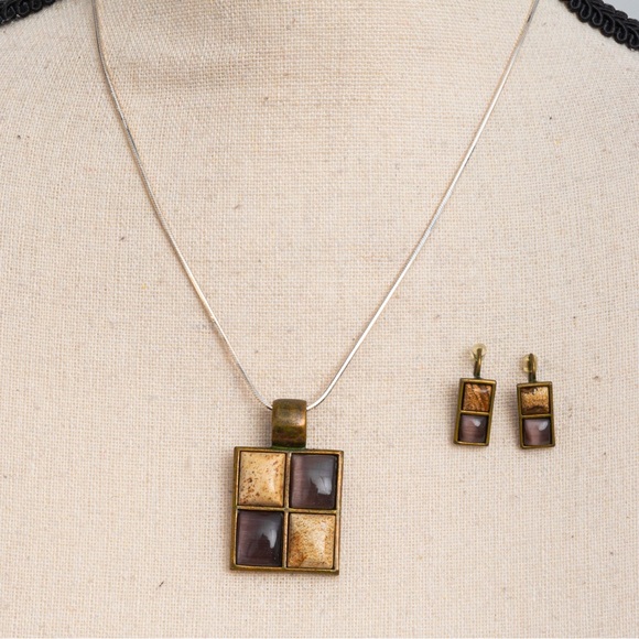 Vintage jewelry set with mid century modern vibe Roman signed neutral shades - Picture 11 of 16